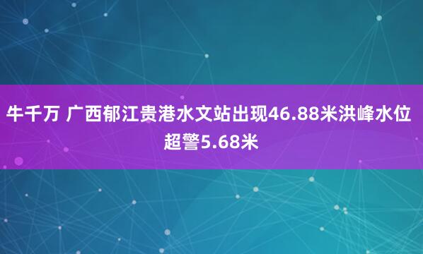 牛千万 广西郁江贵港水文站出现46.88米洪峰水位 超警5.68米