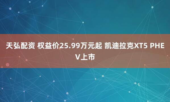 天弘配资 权益价25.99万元起 凯迪拉克XT5 PHEV上市