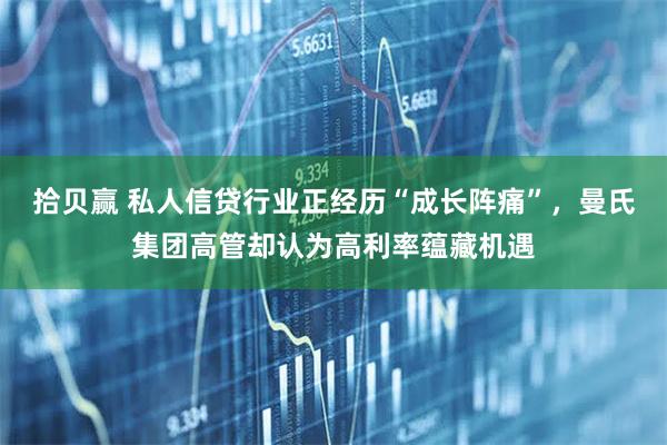 拾贝赢 私人信贷行业正经历“成长阵痛”，曼氏集团高管却认为高利率蕴藏机遇