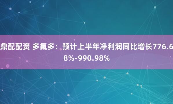 鼎配配资 多氟多：预计上半年净利润同比增长776.68%-990.98%